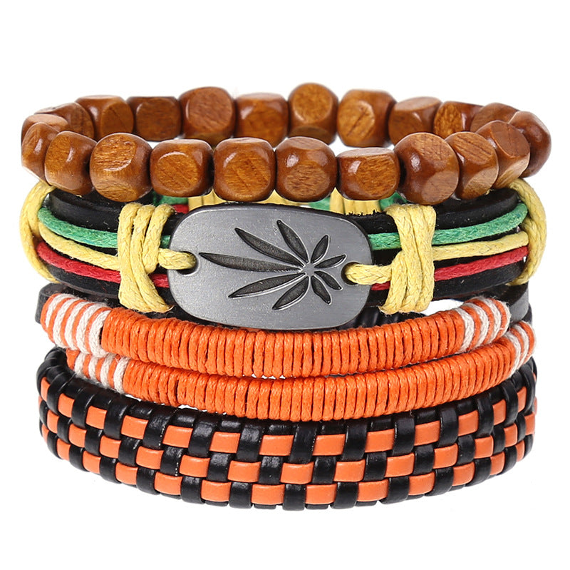 Super Funky Fresh woven combination set / leather hand rope European and