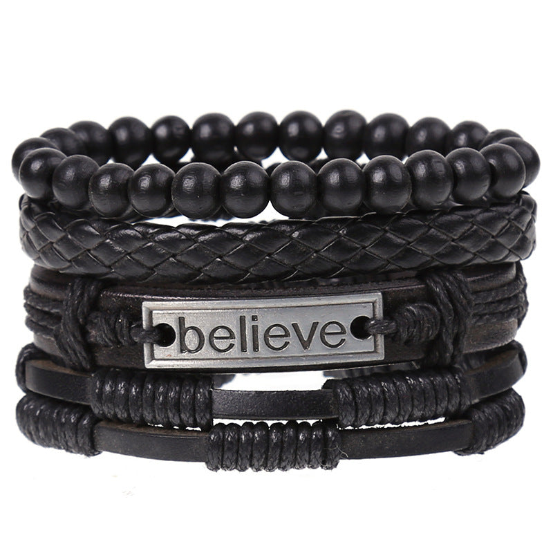 Super Funky Fresh woven combination set / leather hand rope European and