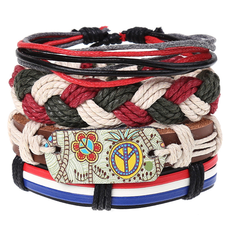 Super Funky Fresh woven combination set / leather hand rope European and
