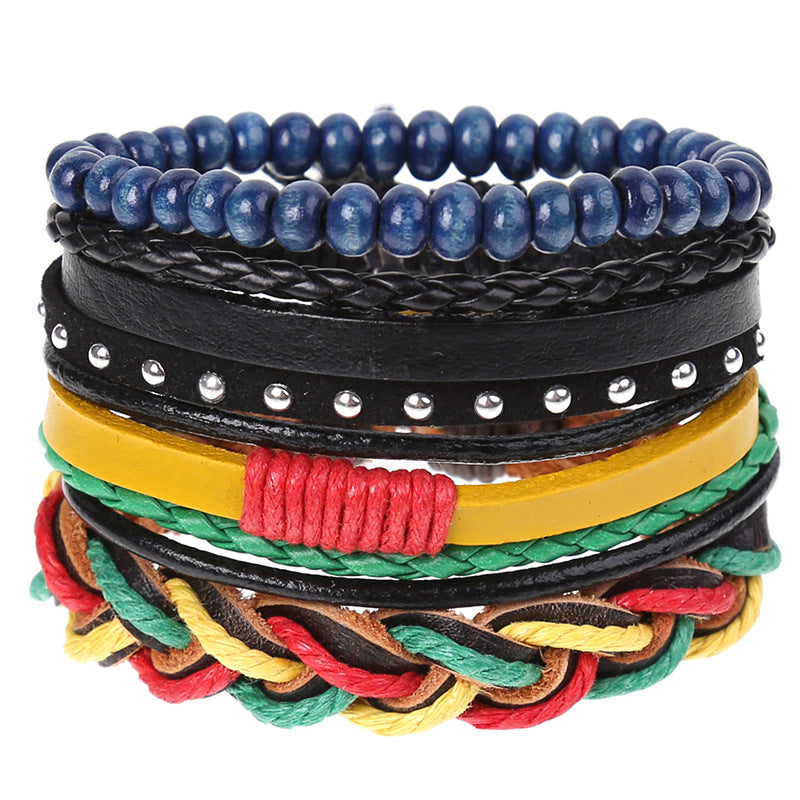 Super Funky Fresh woven combination set / leather hand rope European and