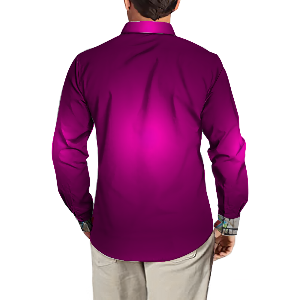 Slim Fit Deep Purple Lips Mens Long Sleeve Shirt