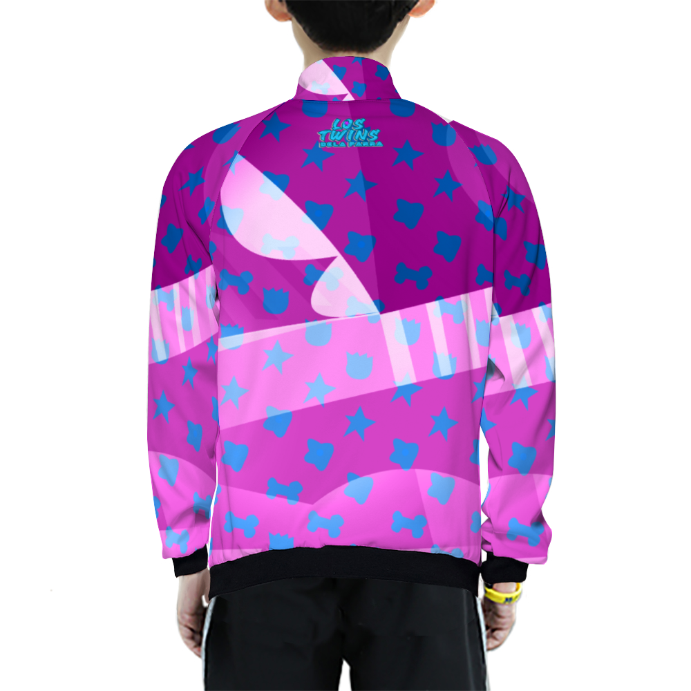 DeLa Parra Kids' All Over Print Slim Fit Thin Japanese Terry Baseball Jacket
