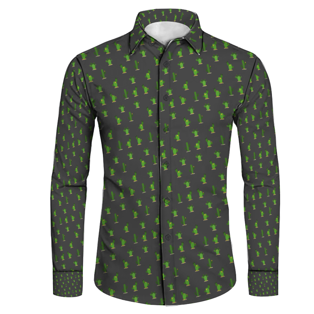 Texas Cactus Mens Slim Fit Long Sleeve Shirt