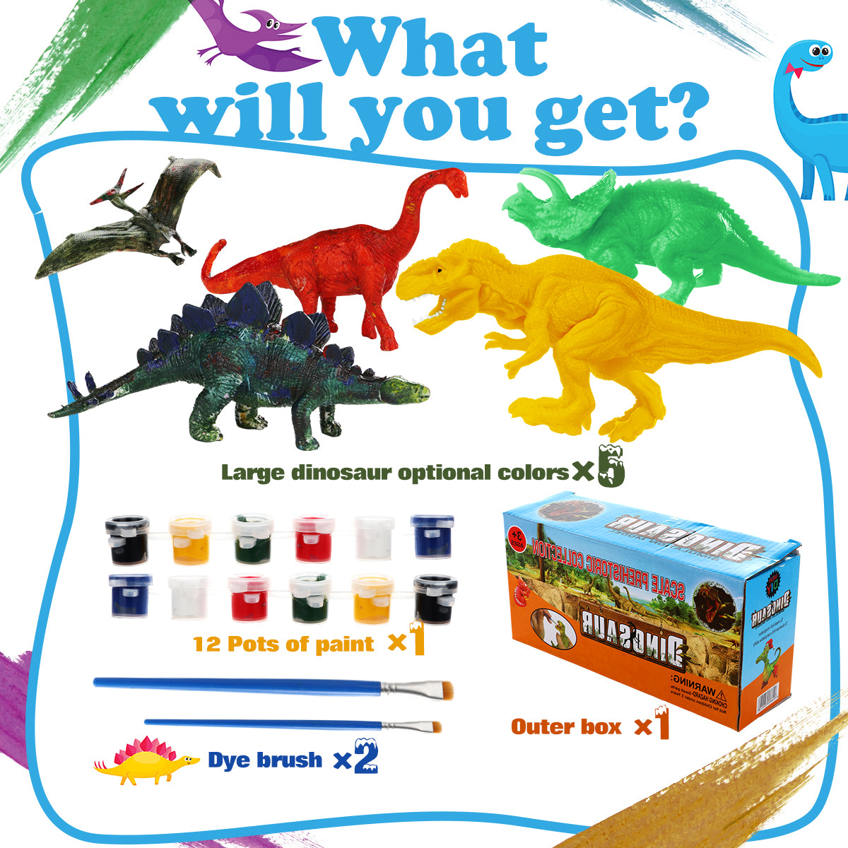 Super Funky Fresh Kids Crafts and Arts Set Painting Kit - Dinosaurs Toys Art and Craft Supplies Party Favors for Boys Girls Age 4 5 6 7 Years Old Kid Creativity DIY Gift Set
