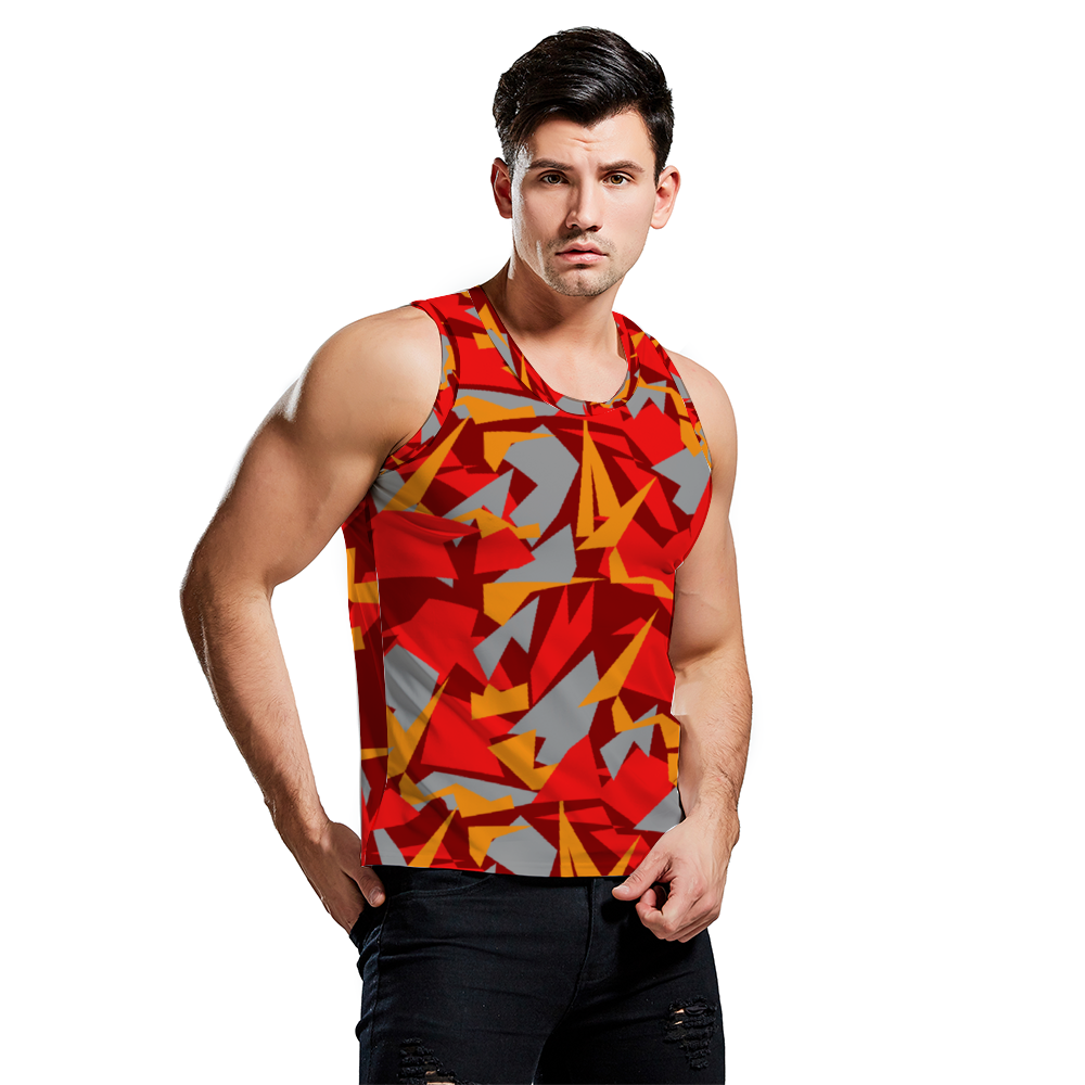 Digital Camo Red and Orange Men's Tank Top