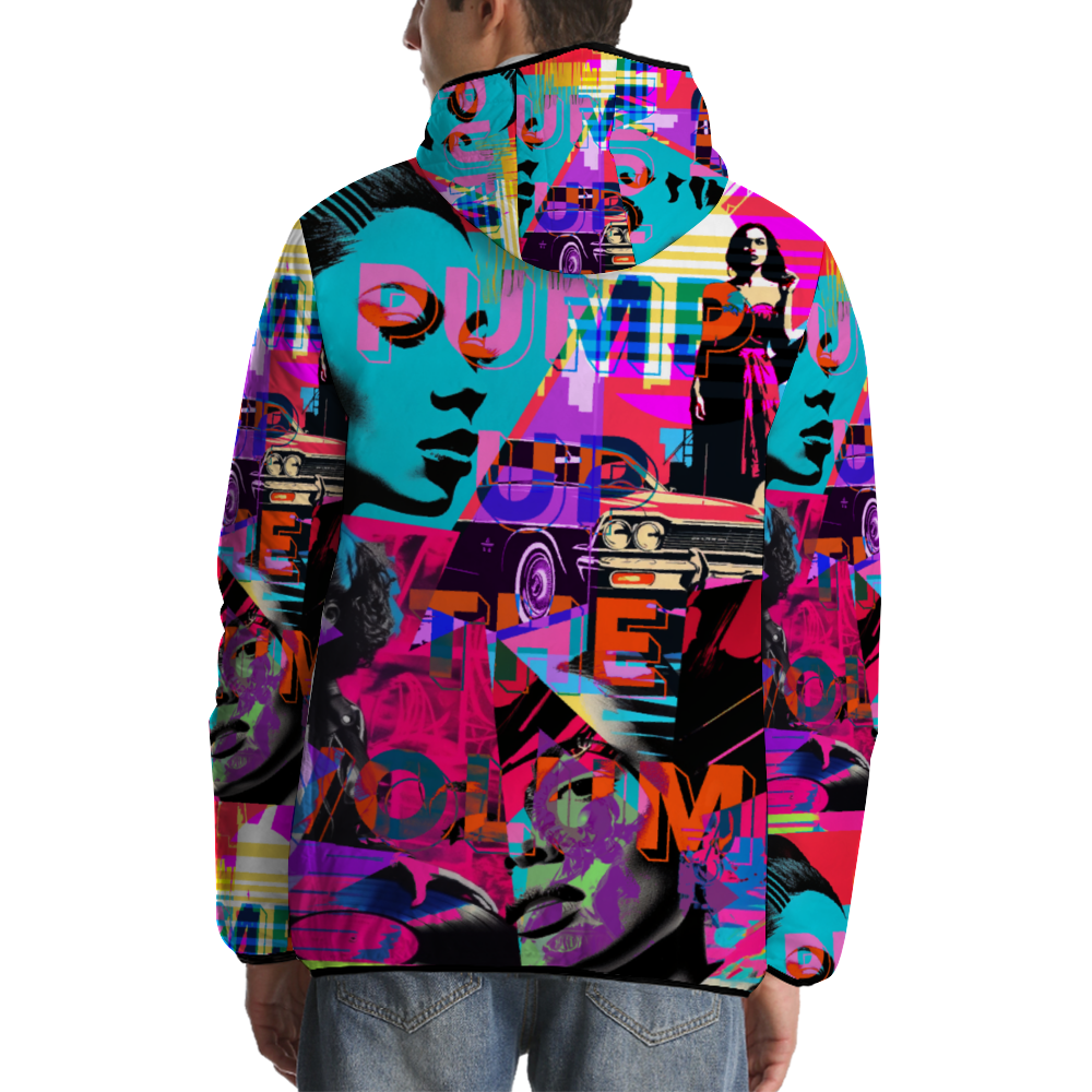 Pump Up The Volume Adult Windproof Hoodie Jackets Full-Zip Bubble Coats