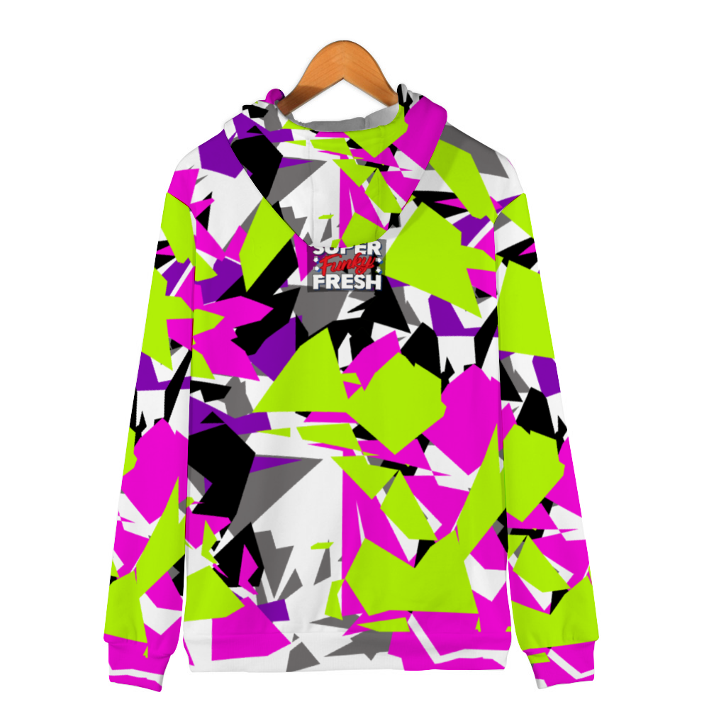 Pink Glitch Camo Terrycloth Zipper Hoodie