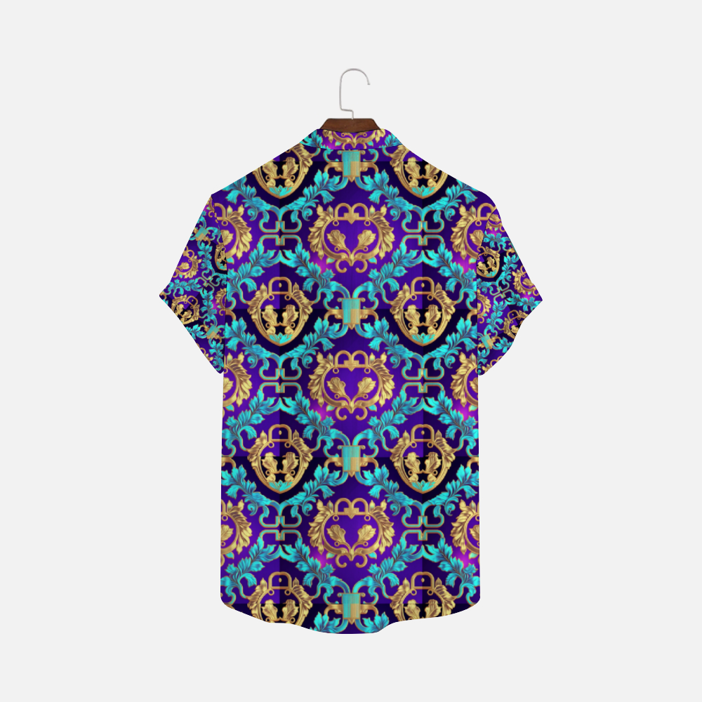 DeLa Parra Roman Blue Short-sleeve T-Shirts Blouses with Button