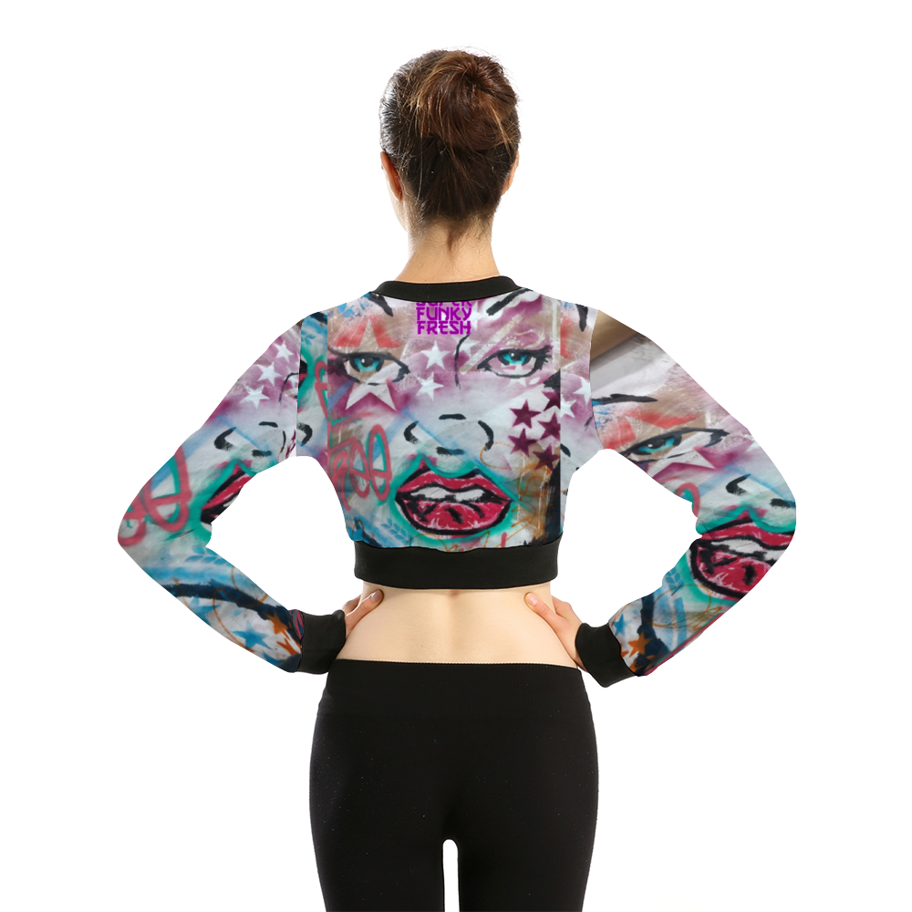 Super Funky Fresh Women's All Over Print Crop Zipper Jacket