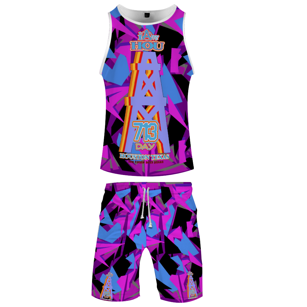 I Am Hou 713 Day Basketball Suit Jerseys & Shorts Set