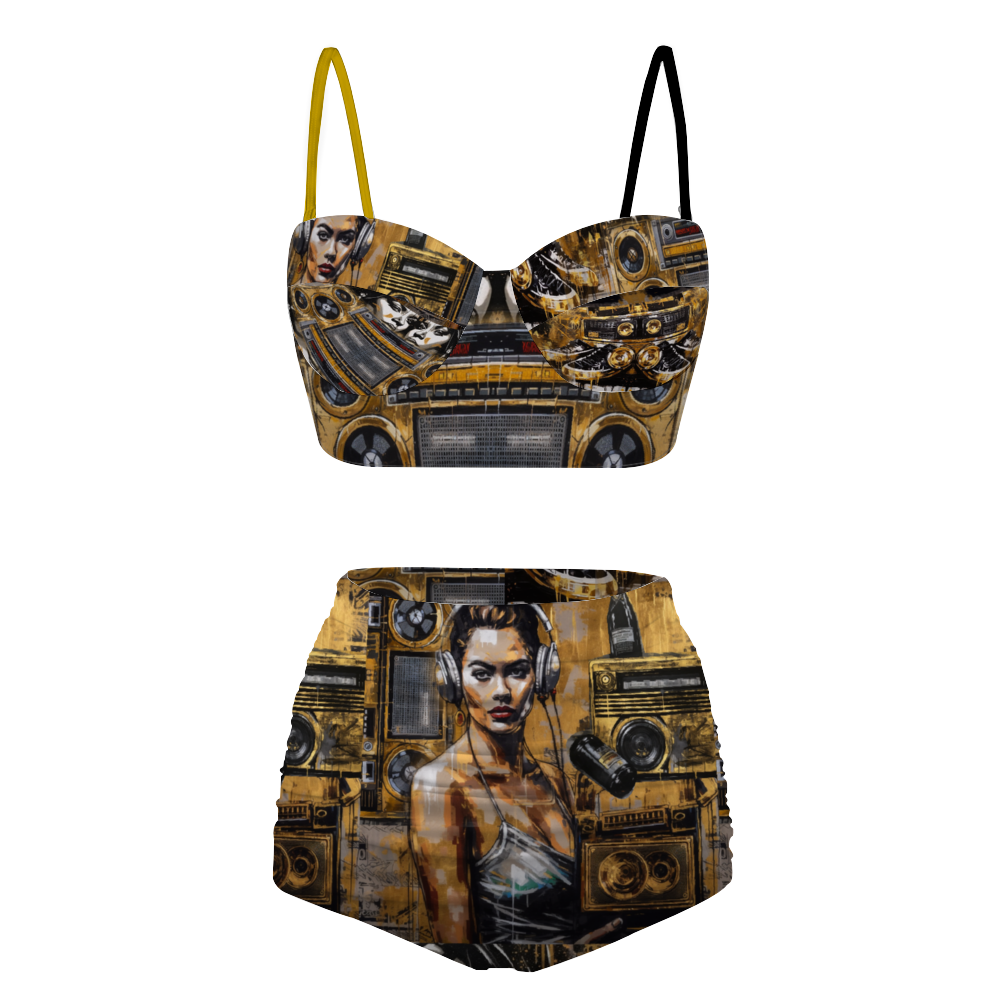 Gold Record Club Women's High Waist Bikini Two Piece Swimsuit