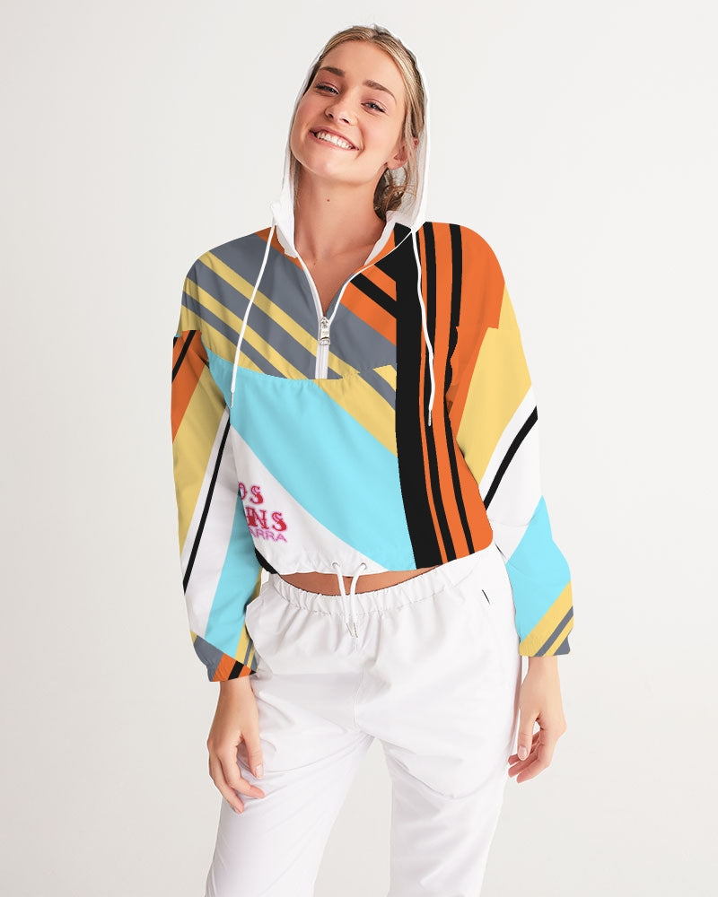 Mayan Serpent Stripes Women's Cropped Windbreaker