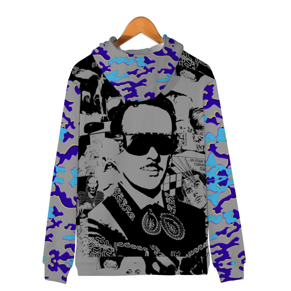 Camo Grey Hoodies All Over Print Terrycloth Zipper Hoodie