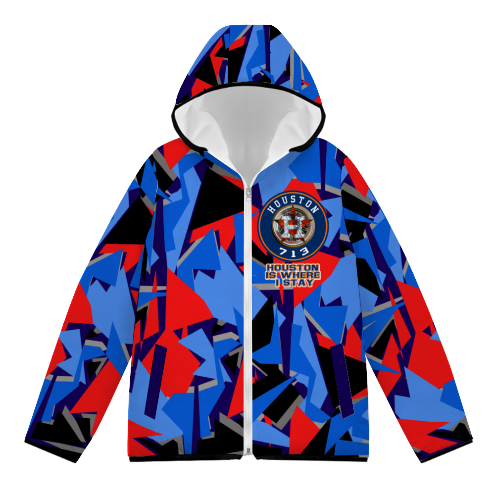 Houston Is Where I Stay Dark Blue Hoodie Jackets Full-Zip Bubble Coats