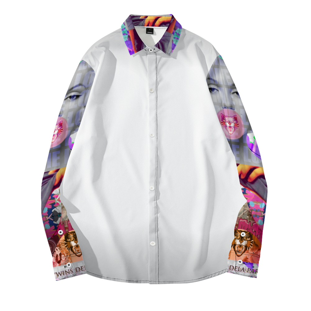 Off Gray DeLa Monroe Sleeve Print Long Sleeves Shirt Unisex Custom Shirts