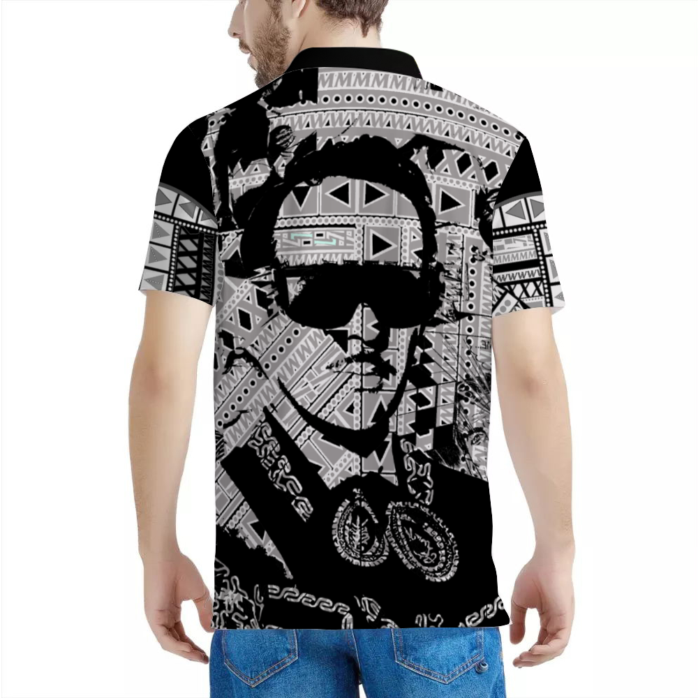DeLa Parra Polo Graffiti Custom Shirts All Over Print POLO Neck Shirts Black & White Neck Option