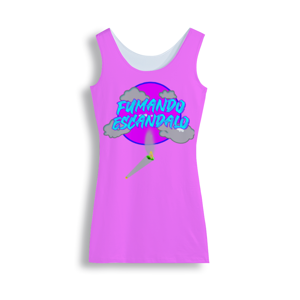 Pink Fumando Escandalo Women's All Over Print Crew Neck Tank Dress