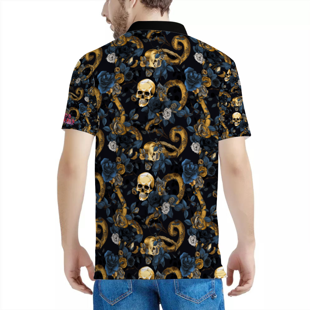 Midnight Blue Skull Shirts Men's Classic Polo Shirt Tees