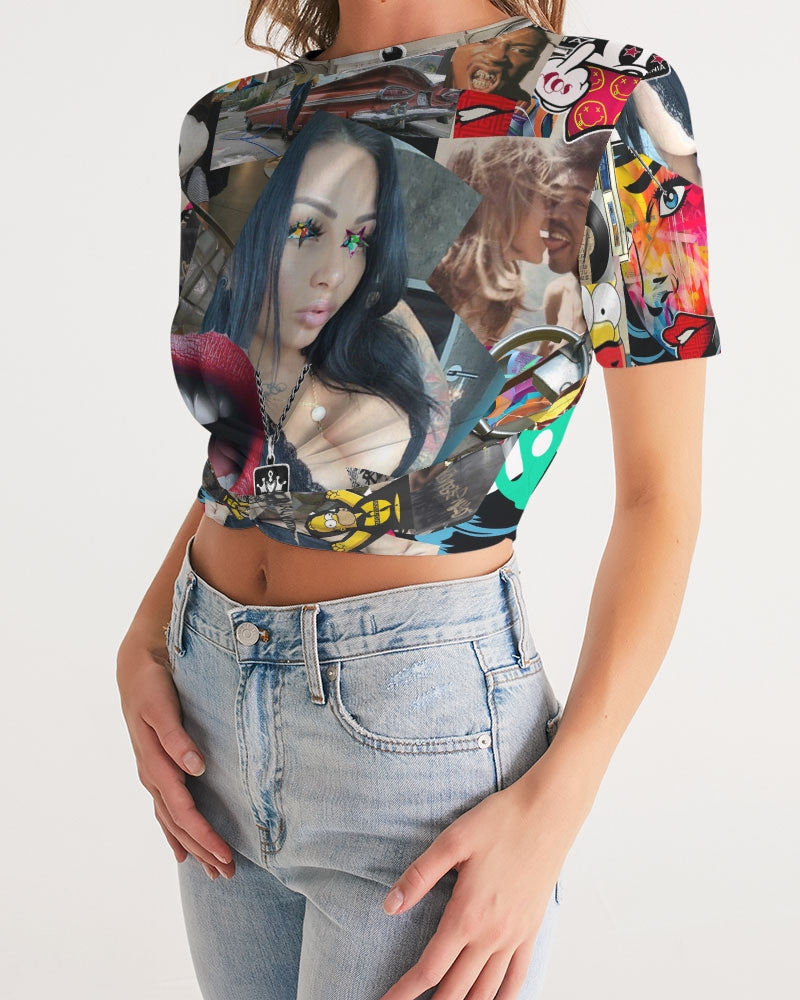 Kiss the Fame Women's Twist-Front Cropped Tee