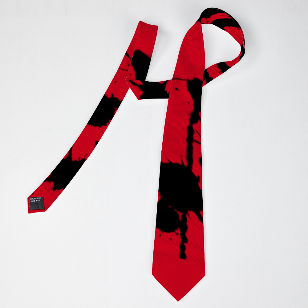 Black Paint Drip on Red Men's Classic Tie