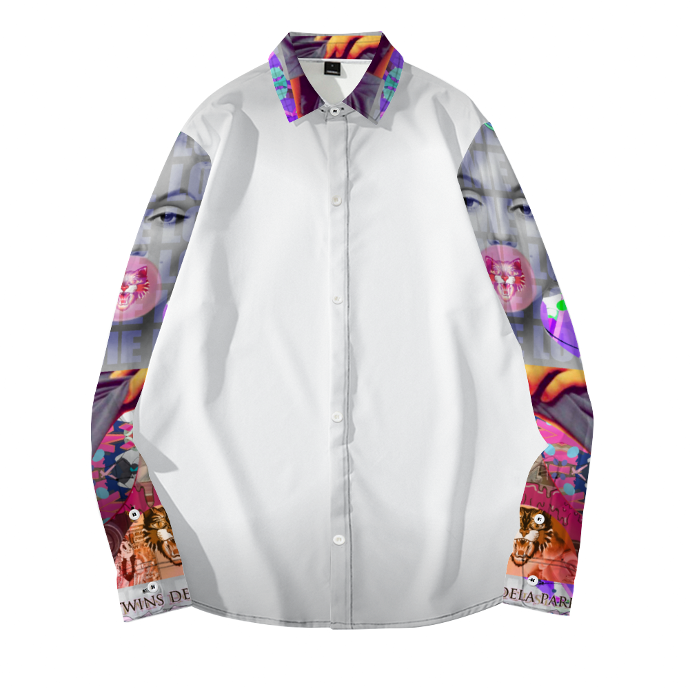 Off Gray DeLa Monroe Sleeve Print Long Sleeves Shirt Unisex Custom Shirts