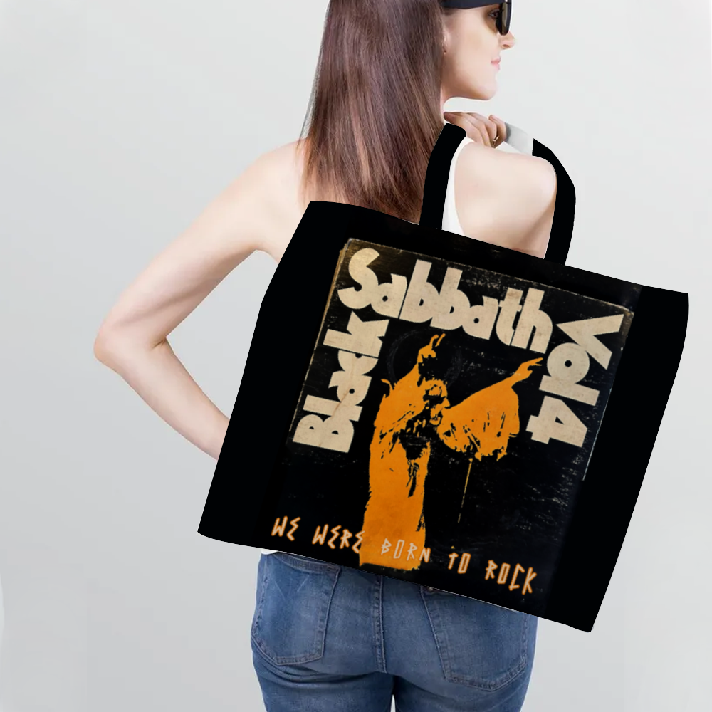 Born To Rock Canvas Tote Bags with Inner Zippered Pocket 14"/16" 16OZ 2 sides Different Designs