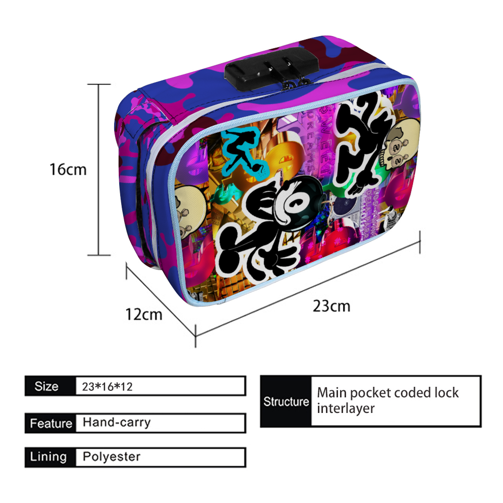 Double Trouble Purple Camo Combination Lock Active Charcoal Cigar Bag Zipper Closure