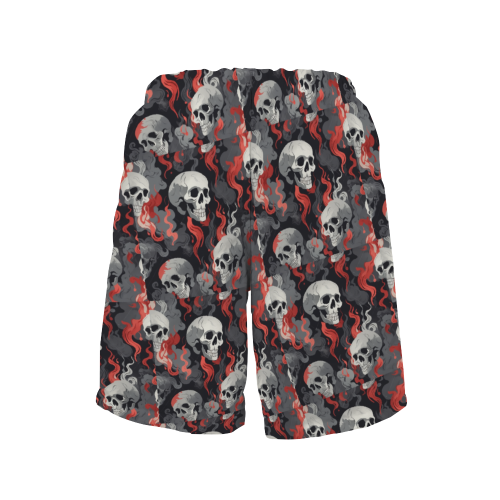 Fire and Skulls Men's Mesh Lining Fast Drying Swim Trunks