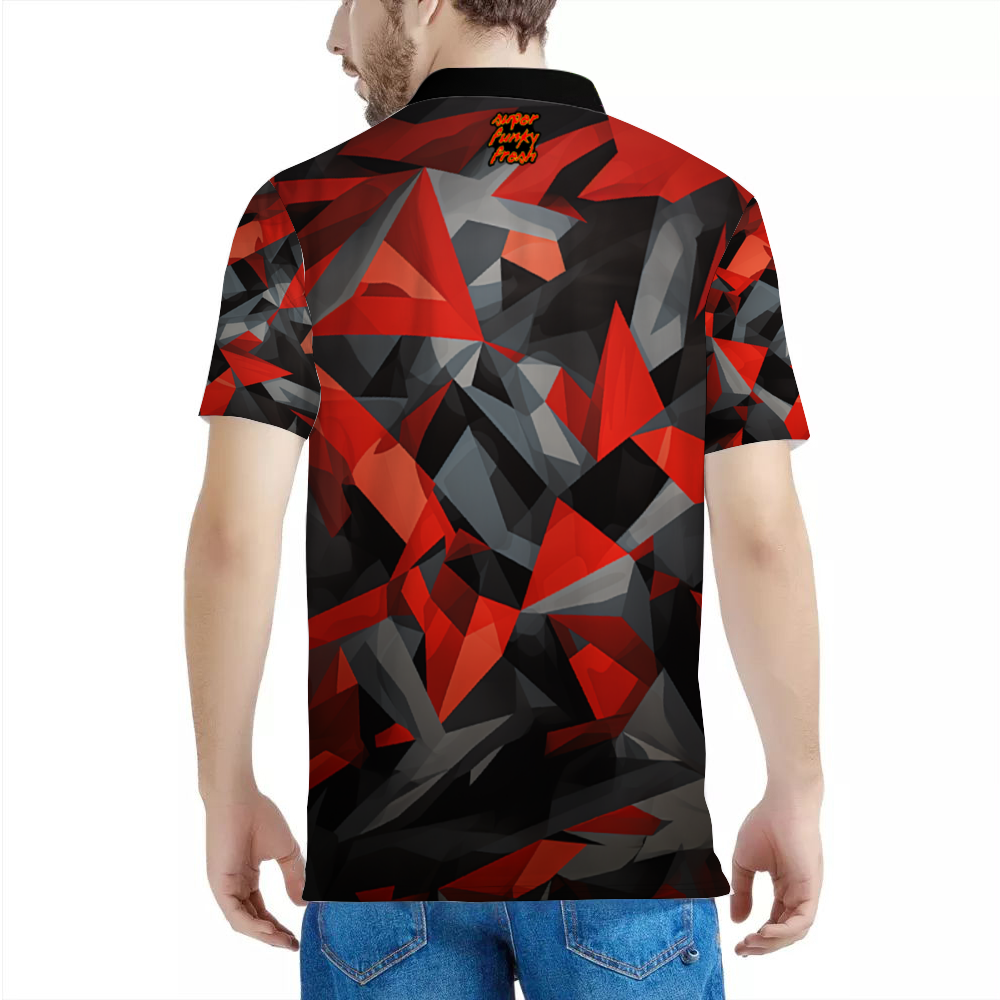 Digital Camo Red and Black Classic Polo Shirt Tees
