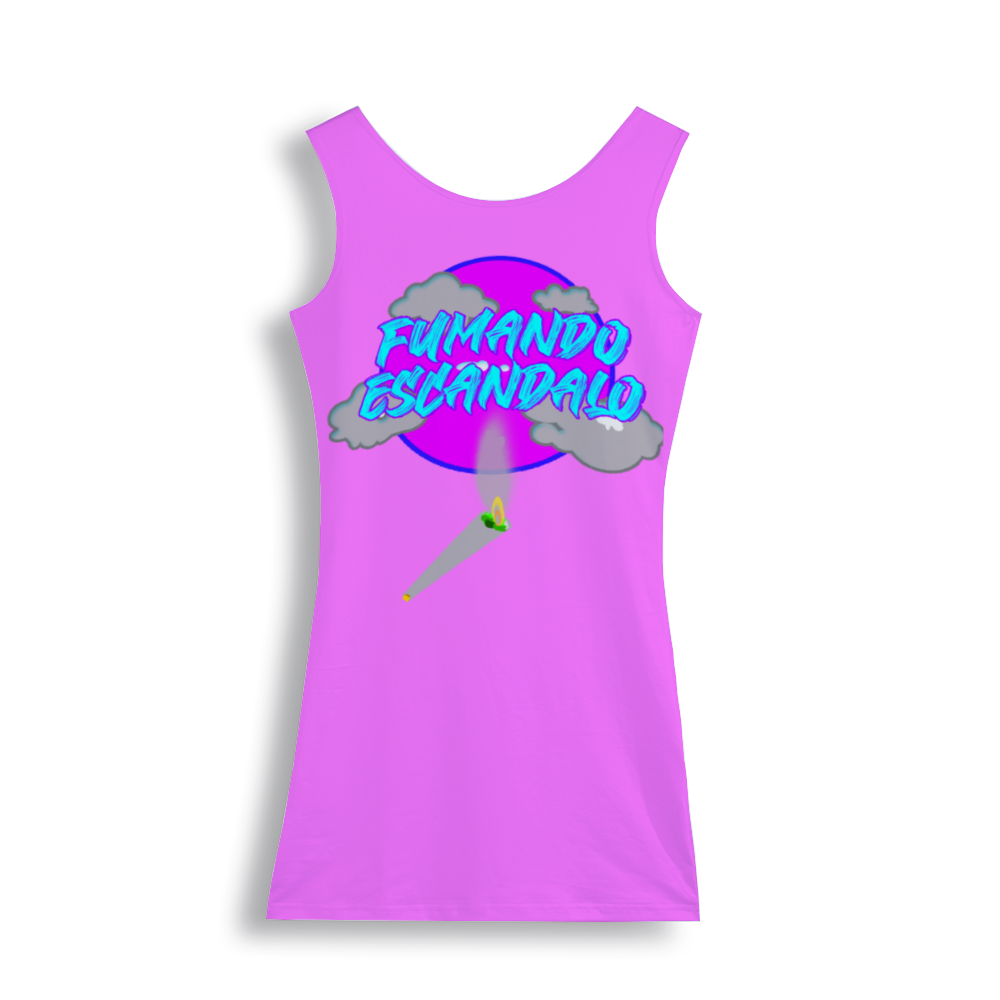 Pink Fumando Escandalo Women's All Over Print Crew Neck Tank Dress