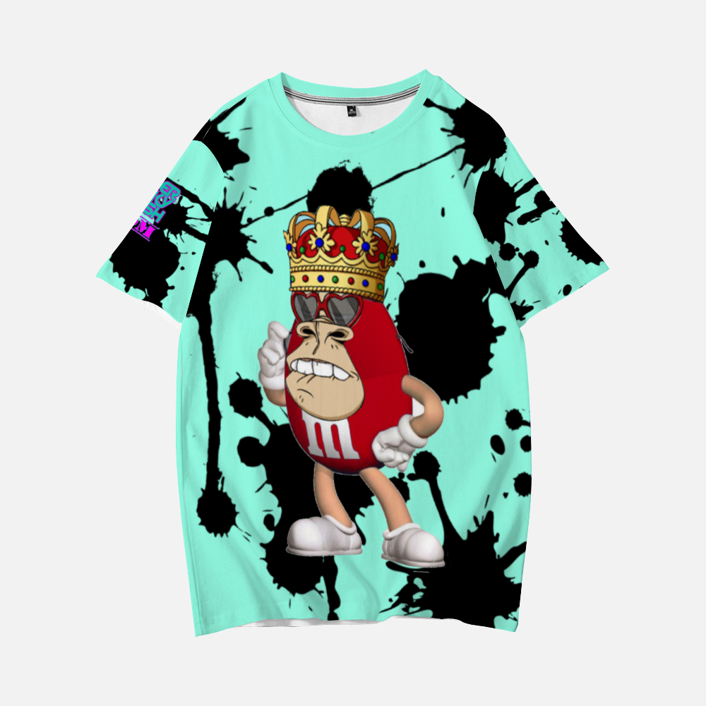 M & Ape Round-neck Summer Shirt Paint Splatter