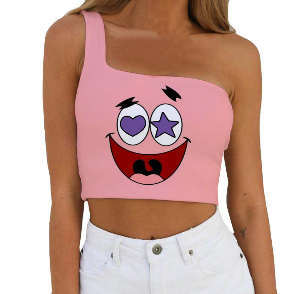 Patrick Stars Women's One Shoulder Tank Top Half Shoulder Tank