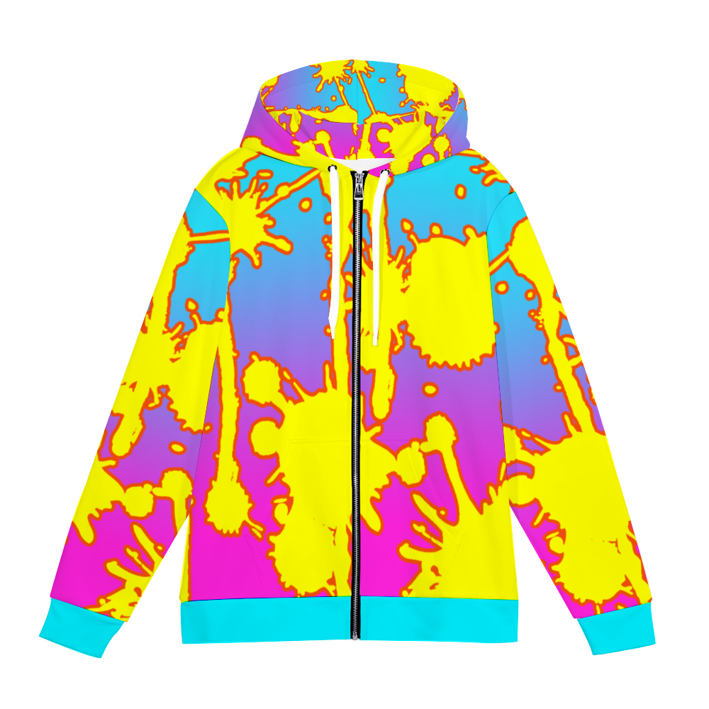 Fade Graffit Paint Full-Zip Hooded Sweatshirt