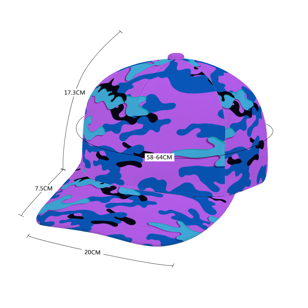 Blue and Pink Super Funky Fresh Camo Unisex Adjustable Curved Bill Baseball Hat