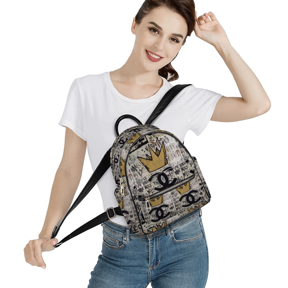 EL Cha Vegan Leather Backpack 10.6" x 7" x 12.2" Schoolbag