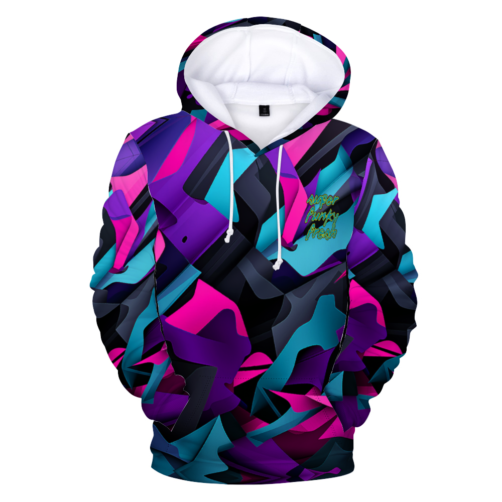 Blue and Purple Tones Digital Camo Hoodies Unisex All Over Print Plush Hoodies with Pockets