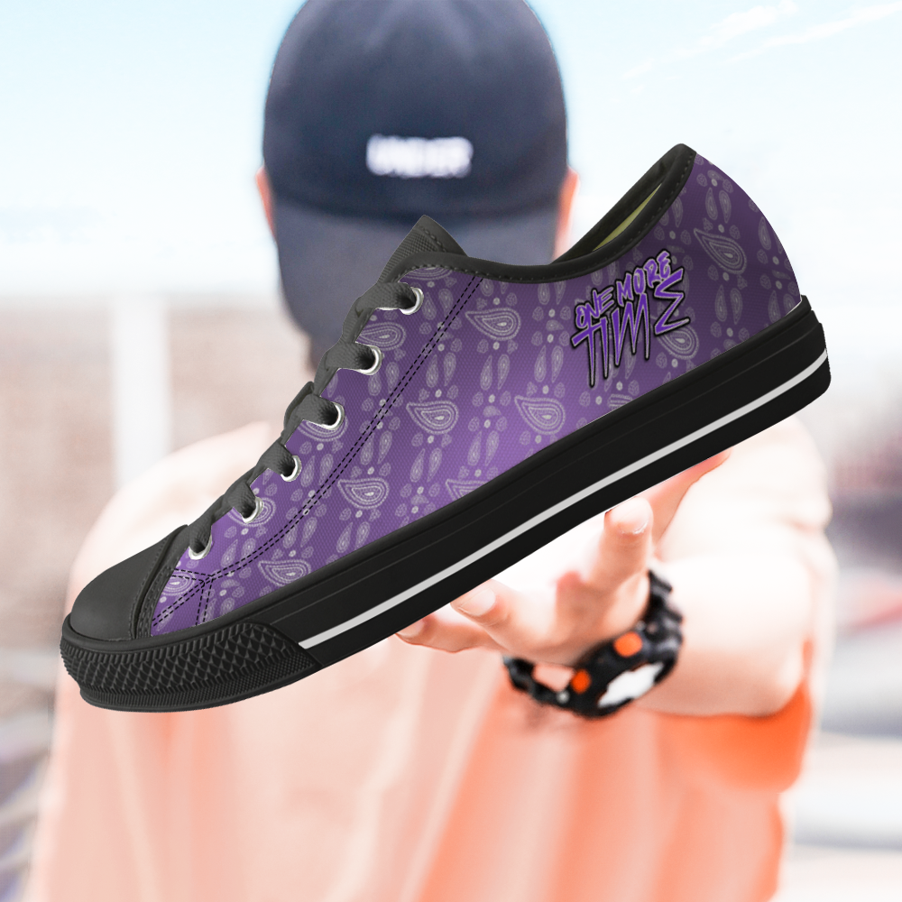 One More Time, Black Low Top Canvas Shoes