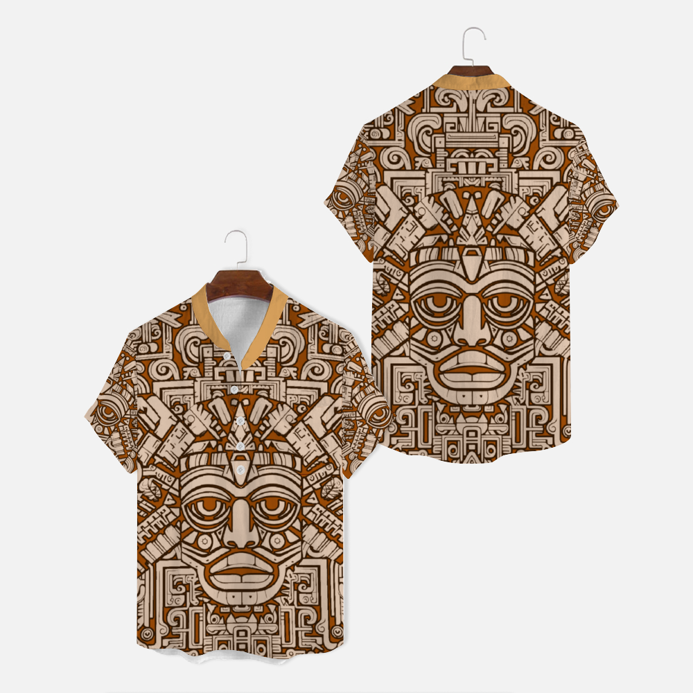 Brown Olmec Inspired Unisex Short-sleeve