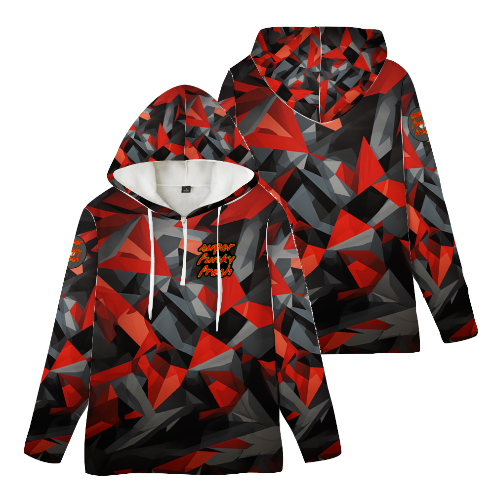 Digital Red, Black Grey Camo Hoodies Novelty Sweatshirts with Zipper