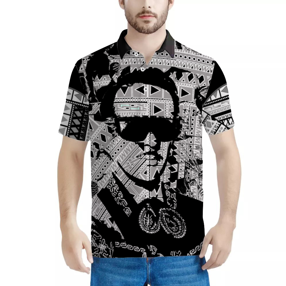 DeLa Parra Polo Graffiti Custom Shirts All Over Print POLO Neck Shirts Black & White Neck Option