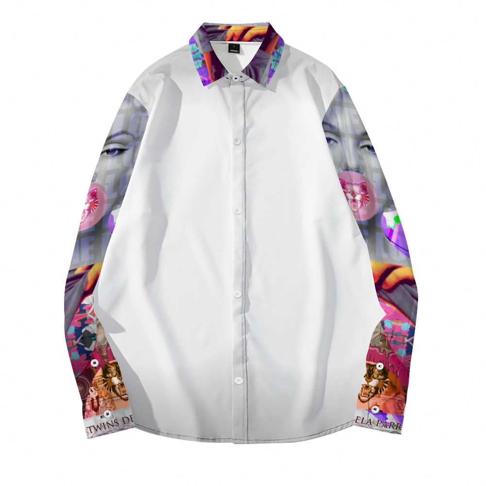 Off Gray DeLa Monroe Sleeve Print Long Sleeves Shirt Unisex Custom Shirts