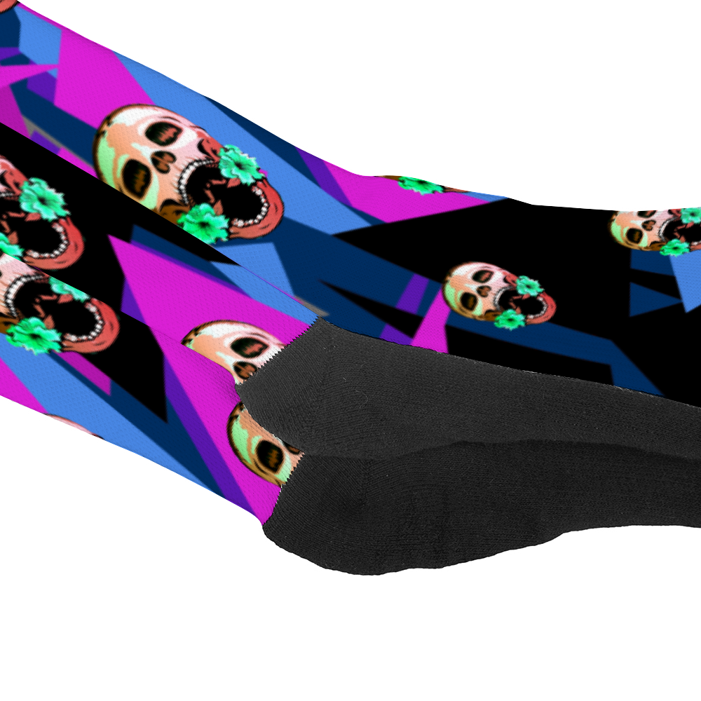 Skull and Digital Camo Unisex Multi Size Mid-calf Cotton Socks