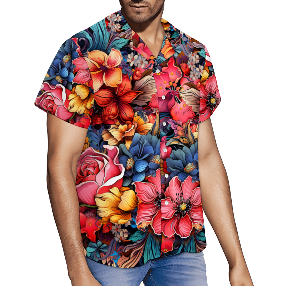 Dream in Flowers Short Sleeve Shirt Button Down