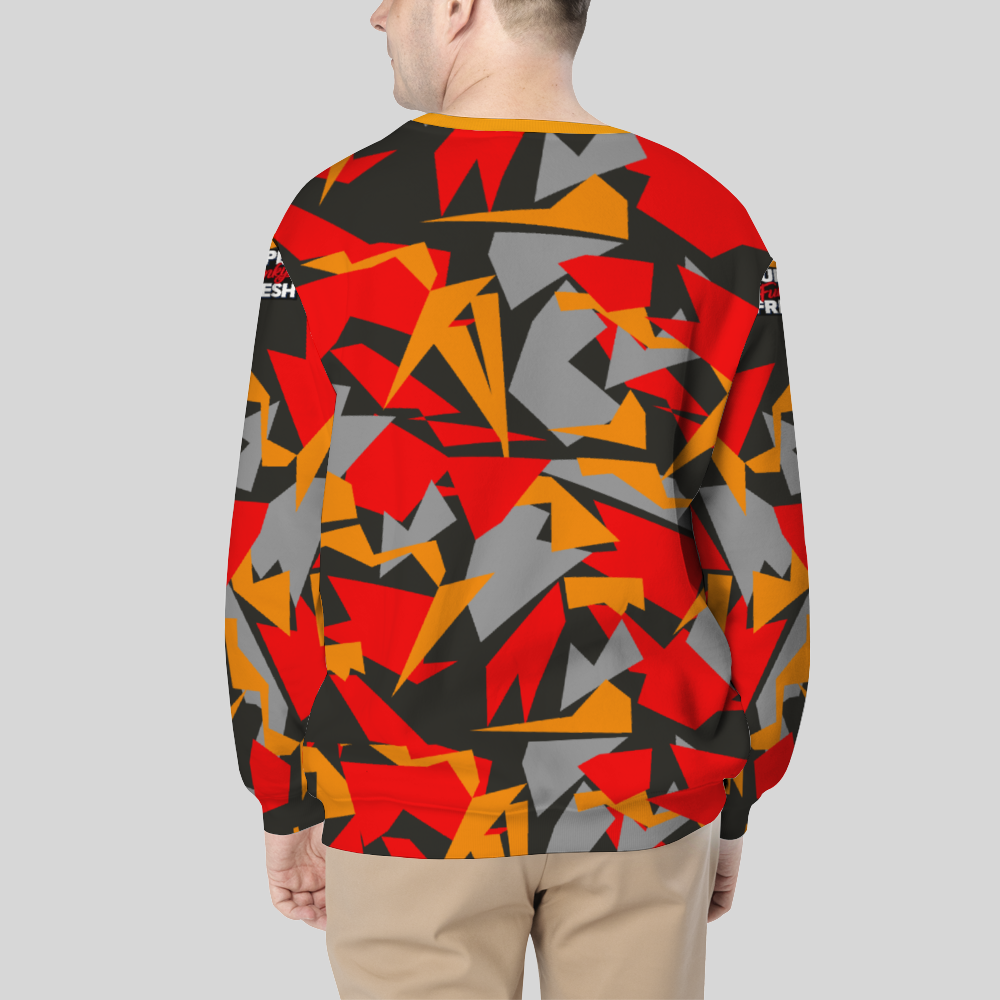 Super Funky Fresh Camo Red/Orange/Grey Sweater Unisex All Over Print Thin Crewneck Sweatshirt