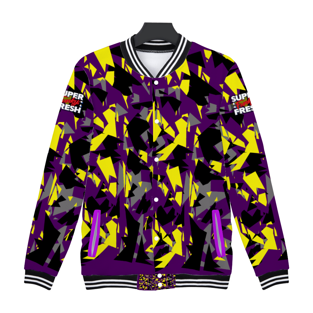Super Funky Fresh Camo Purple/Yellow/Grey Terry Button Jacket