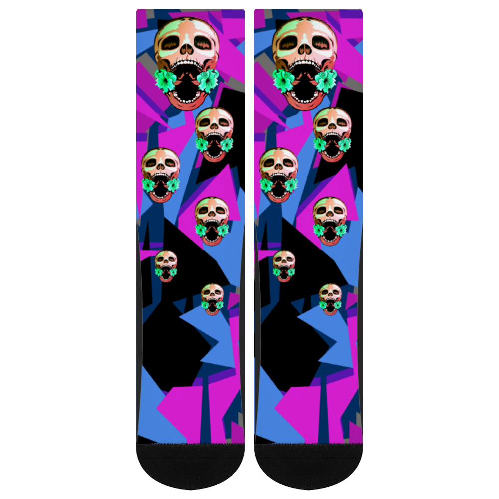 Skull and Digital Camo Unisex Multi Size Mid-calf Cotton Socks