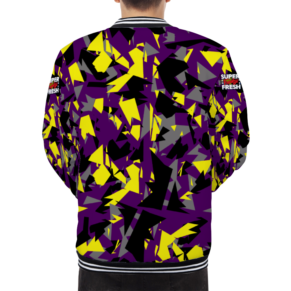 Super Funky Fresh Camo Purple/Yellow/Grey Terry Button Jacket