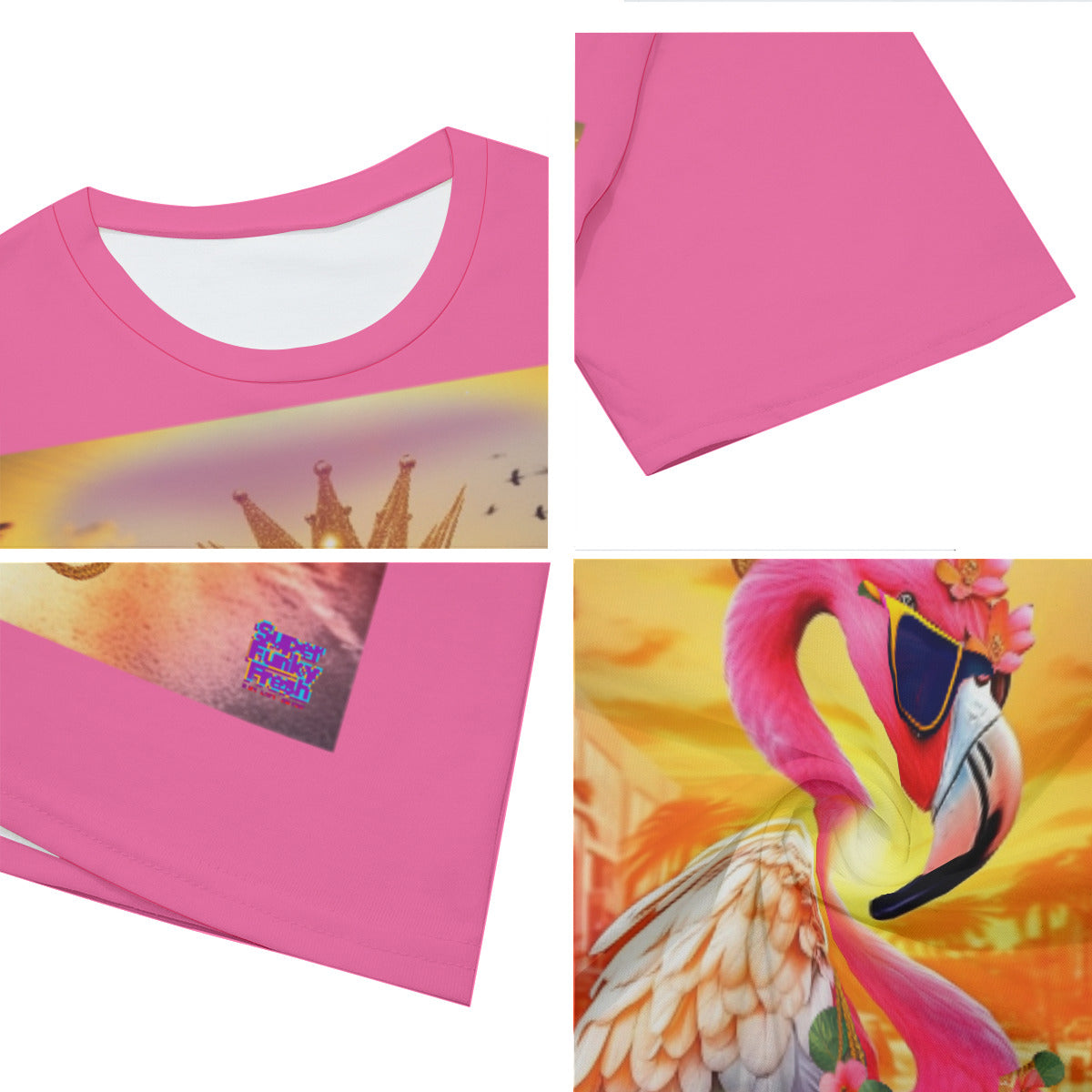Pink Flamingo in the Streets Pink O-Neck T-Shirt | 190GSM Cotton