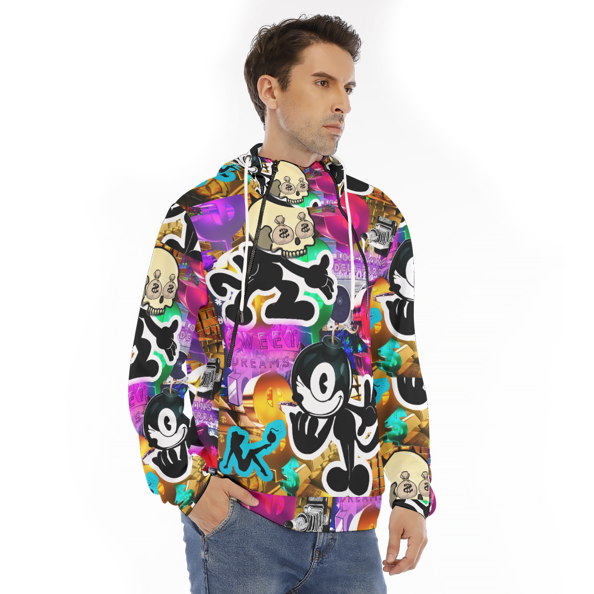 Double Trouble Men's Hoodie With Placket Double Zipper