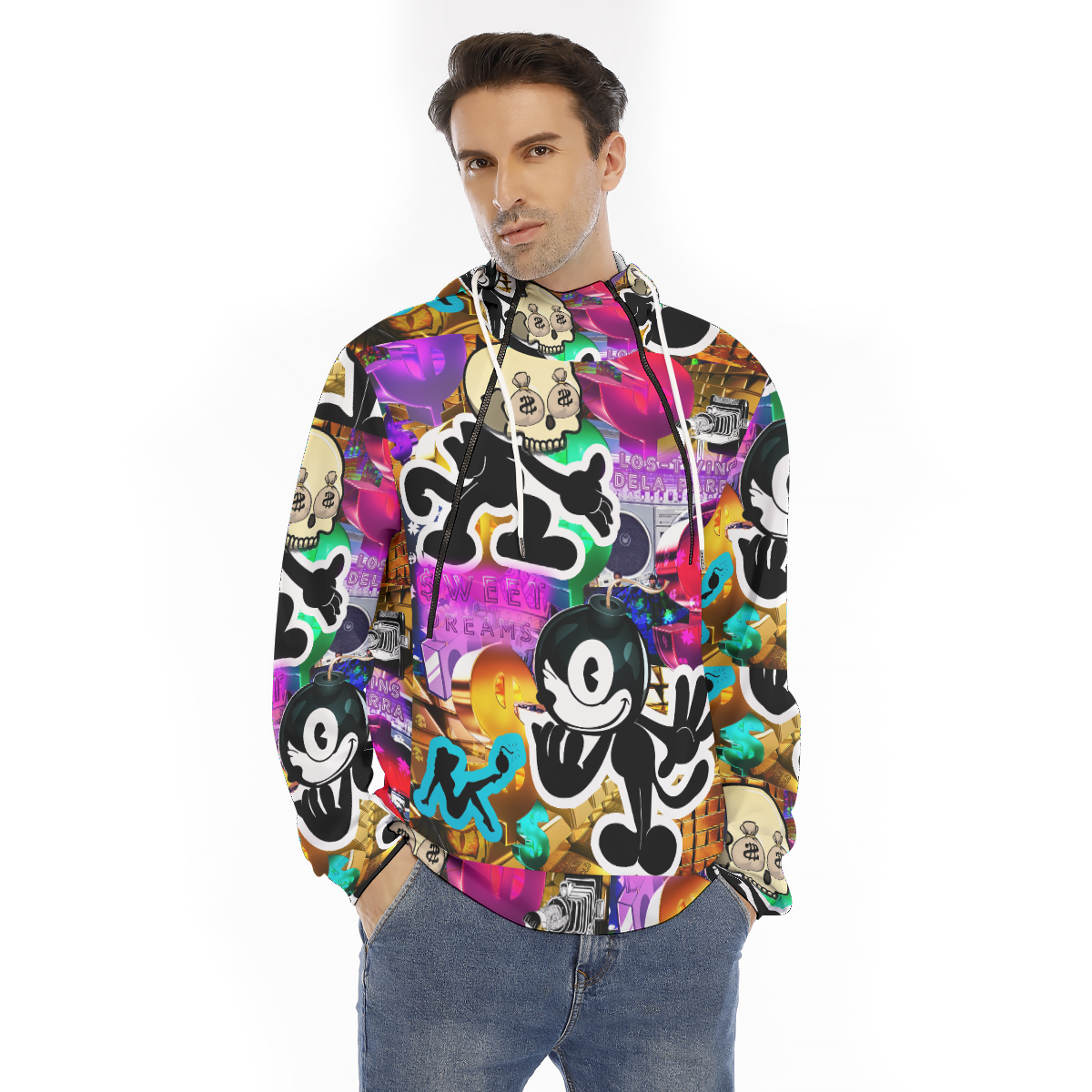 Double Trouble Men's Hoodie With Placket Double Zipper